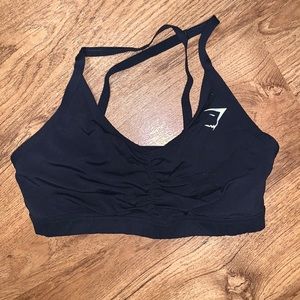 RUCHED TRAINING SPORTS BRA - Black